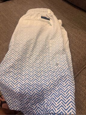 Southern Marsh Men’s Light Blue and White Chevron Swim Trunks